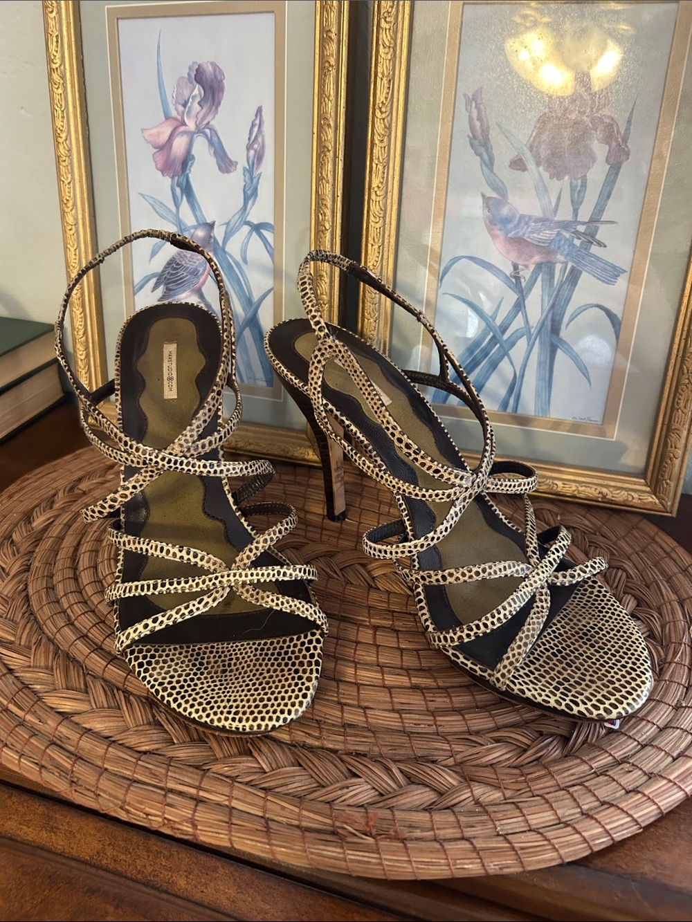 Max Studio Green & Brown Leopard Print High Heel Sandals